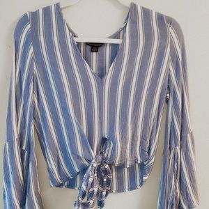 American Eagle Striped Blue Blouse